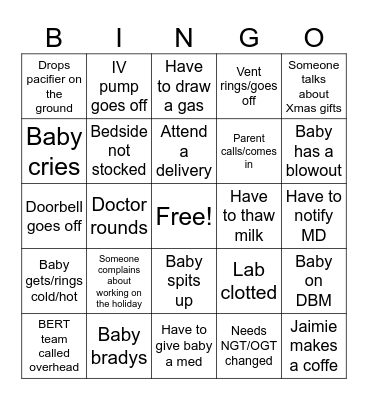 NICU Christmas ! Bingo Card
