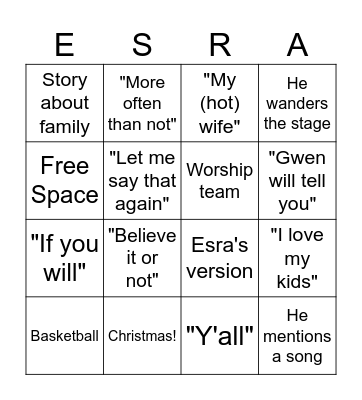Esra Card Bingo Card