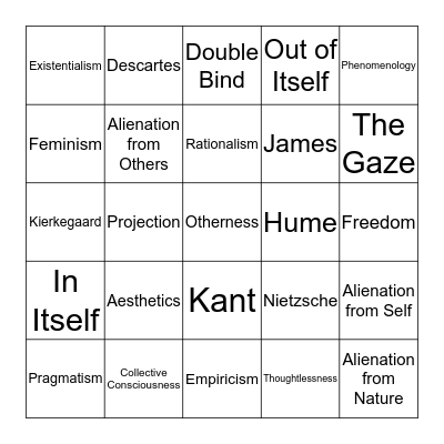 Philosophy Bingo Card