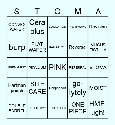OSTOMY Bingo Card