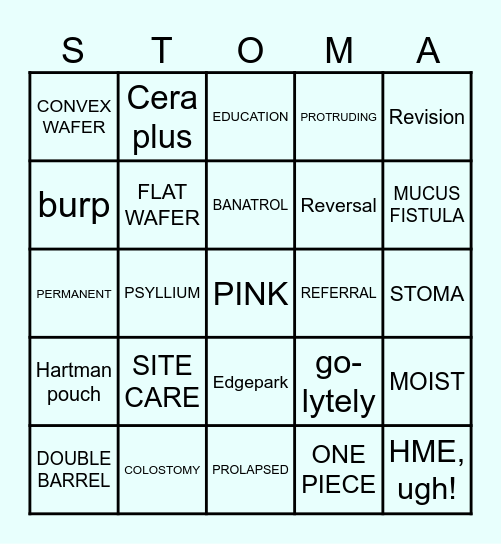 OSTOMY Bingo Card