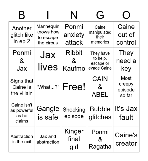 Tadc Ep 7 Prediction Bingo Card