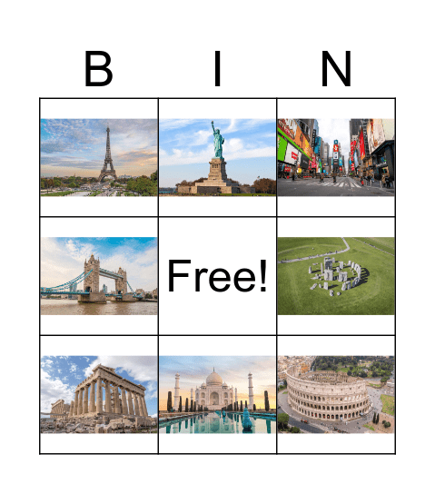 Landmarks Bingo Card