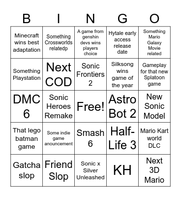 TGA 2025 Bingo Card