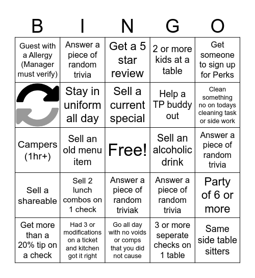 Turning Point Bingo Card
