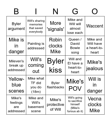byler bingo Card