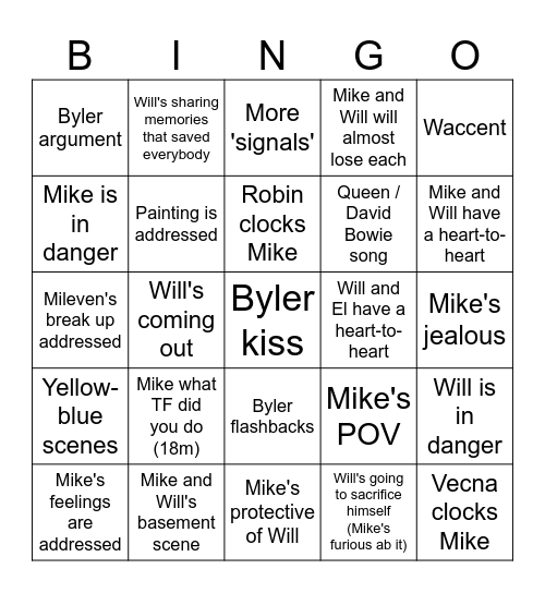 byler bingo Card