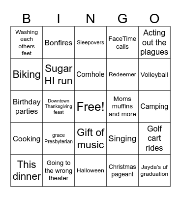 Chillsmith’s Bingo Card