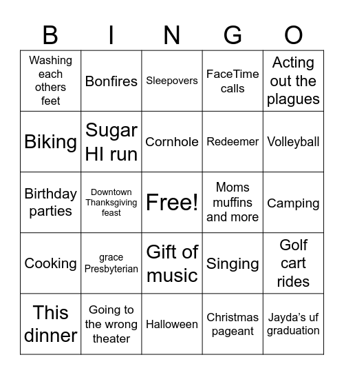 Chillsmith’s Bingo Card