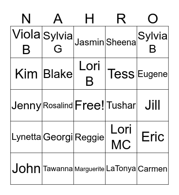 NAHRO HOLIDAY BINGO Card