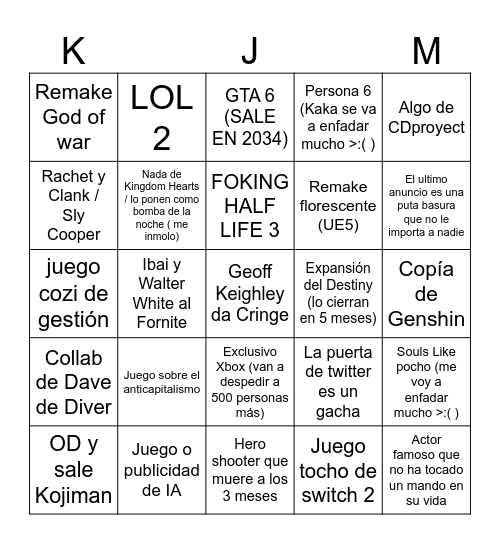 LOS JUEGOS DEL AGUA Bingo Card