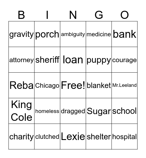 Almost Home Bingo Card