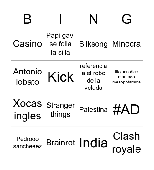 Twitch Cup 4 Bingo Card