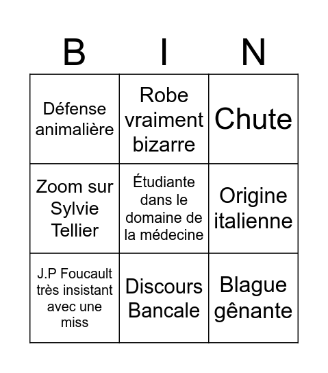 Miss France Bingo Card
