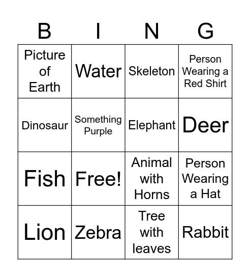 Museum of Natural History Bingo Card