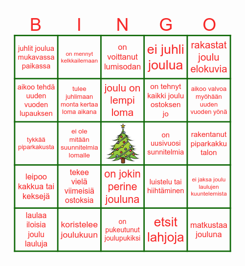 Holiday Bingo Card