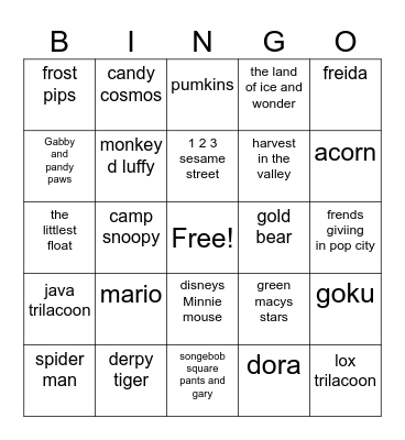macys parade 2025 Bingo Card