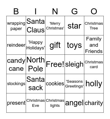 Christmas  Bingo Card