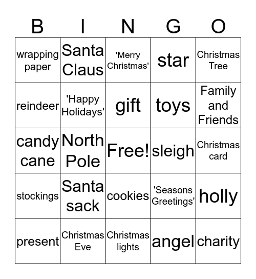 Christmas  Bingo Card