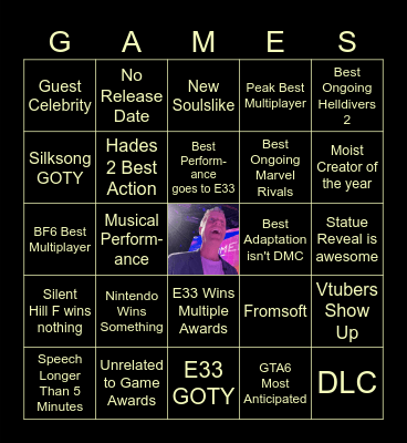 Game Awards Bingo Card