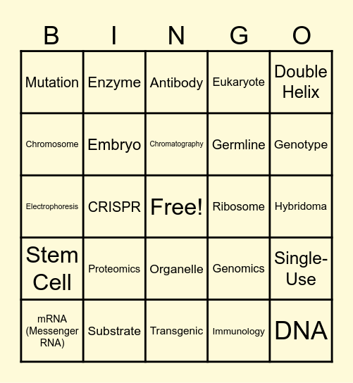 HWIC BIOTECH INNOVATORS CLUB Bingo Card
