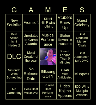 Game Awards Bingo Card