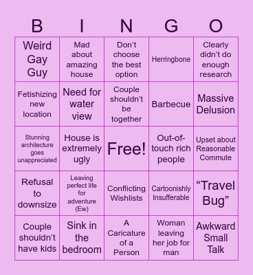 House Hunters International Bingo Card