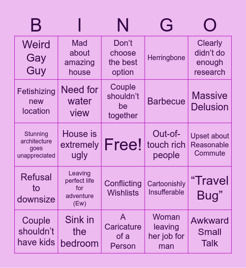 House Hunters International Bingo Card