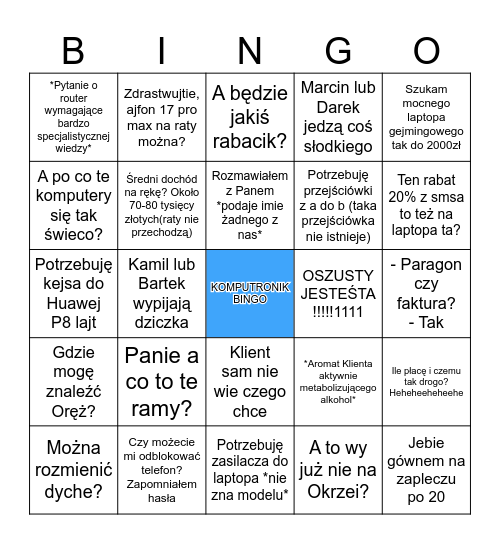 KOMPUTRONIK BINGO Card