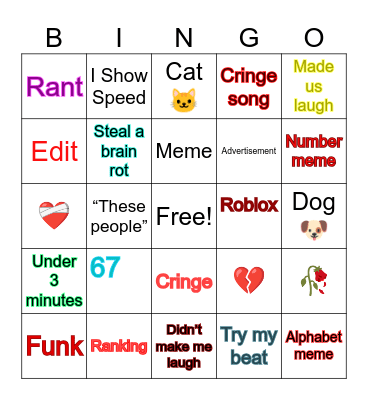 Yt Shorts Bingo Card