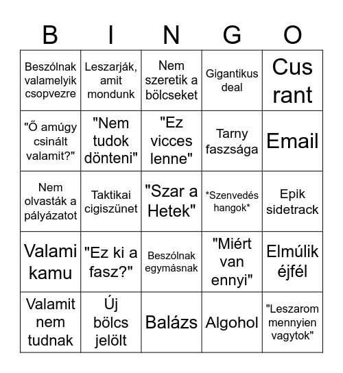 Nevtancik Bingo Card