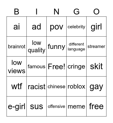 instagram reels Bingo Card