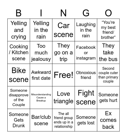 BL/GL Drama Bingo Card