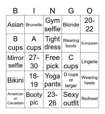 Sexy Bingo Card