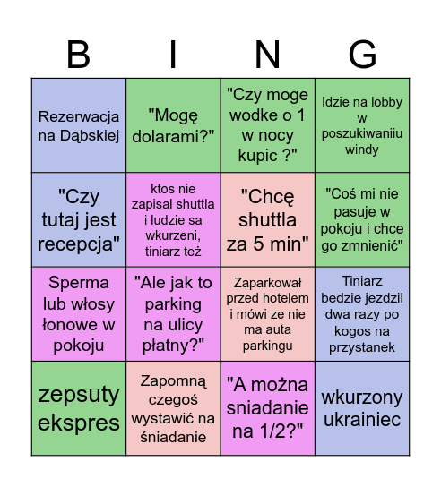 NOCNE BINGO Card