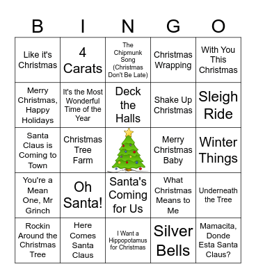 Christmas Music Bingo Card