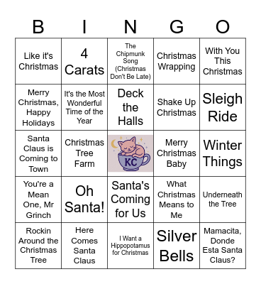 The Kitten Cradle: Holiday Music Bingo Card