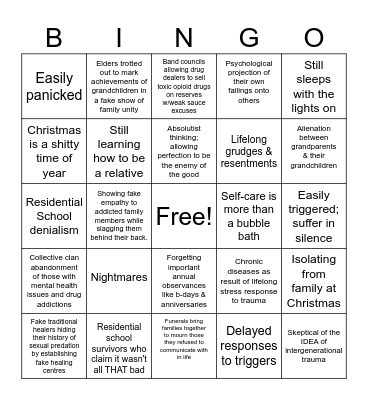 NDN Res. School Survivors at X-Mas Bingo Card