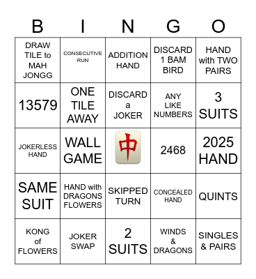 Let's Play Mah Jongg BINGO! Bingo Card