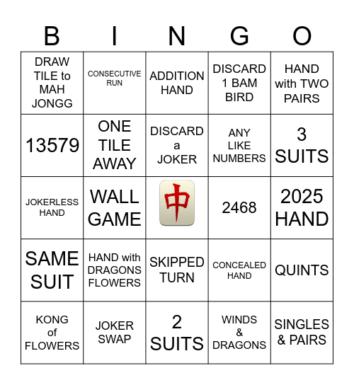 Let's Play Mah Jongg BINGO! Bingo Card
