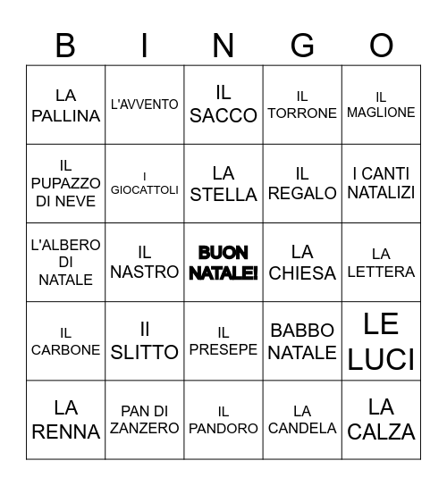 Il natale Bingo Card