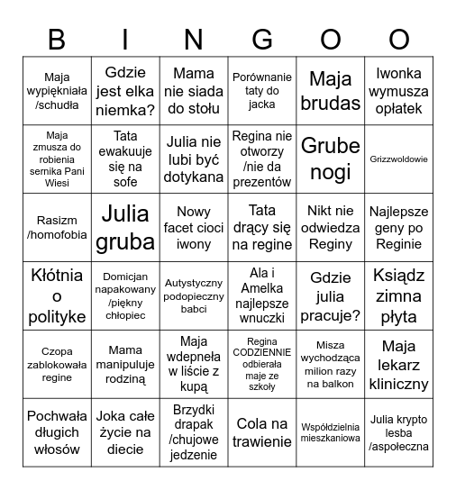 Wigilia u Wichrów Bingo Card