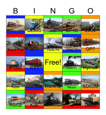 Railroads That I would like to take a photograph with PWP one day Bingo Card