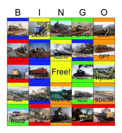 Railroads That I would like to take a photograph with PWP one day Bingo Card