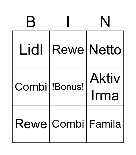 Jacobs Krönung Bingo Card