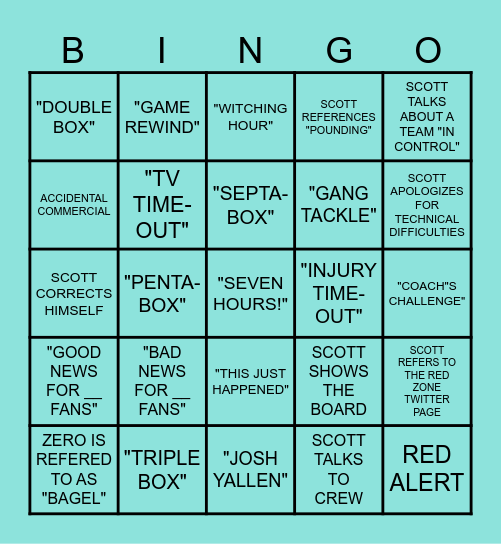 RED ZONE BINGO! Bingo Card