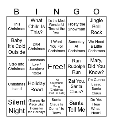 Music BINGO - Christmas Bingo Card