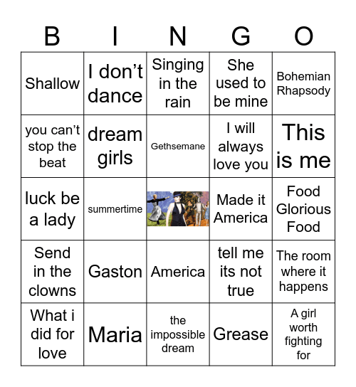 Musicals (all things) Bingo Card