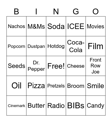 Cinemark Bingo Card