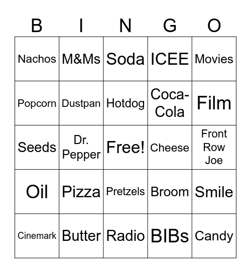 Cinemark Bingo Card